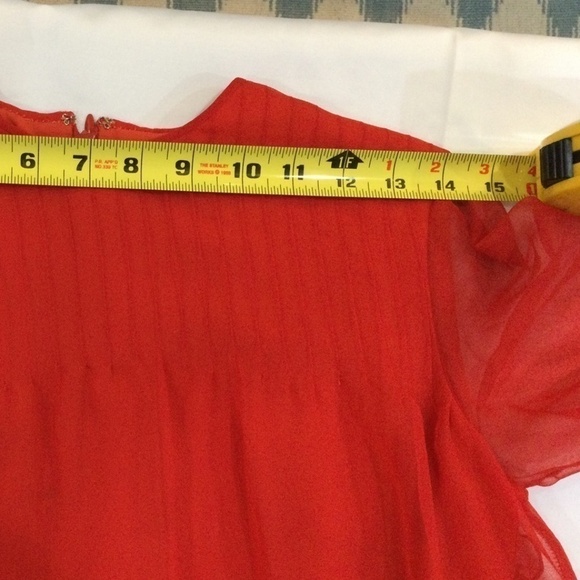 Vintage 1960s Adele Simpson Red Silk Chiffon Dress with Scarf, Size Small - Picture 11 of 16